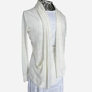 Wilfred Aritzia Linen Blend Drape Cardigan Butter Yellow Medium